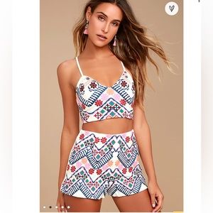 Lulu’s Embroidered Set - Rhythm is Gonna Get You - Top & Shorts - XS